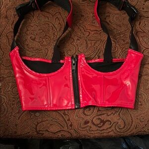 Red Patent Leather Crop Top